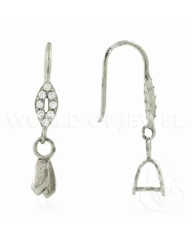 Base Per Orecchini Di Argento 925 Con Zirconi Monachella Con Gancio 3,5x23mm 5 Paia Argentato-BASI DI ARGENTO 925 | Worldofjewel.com