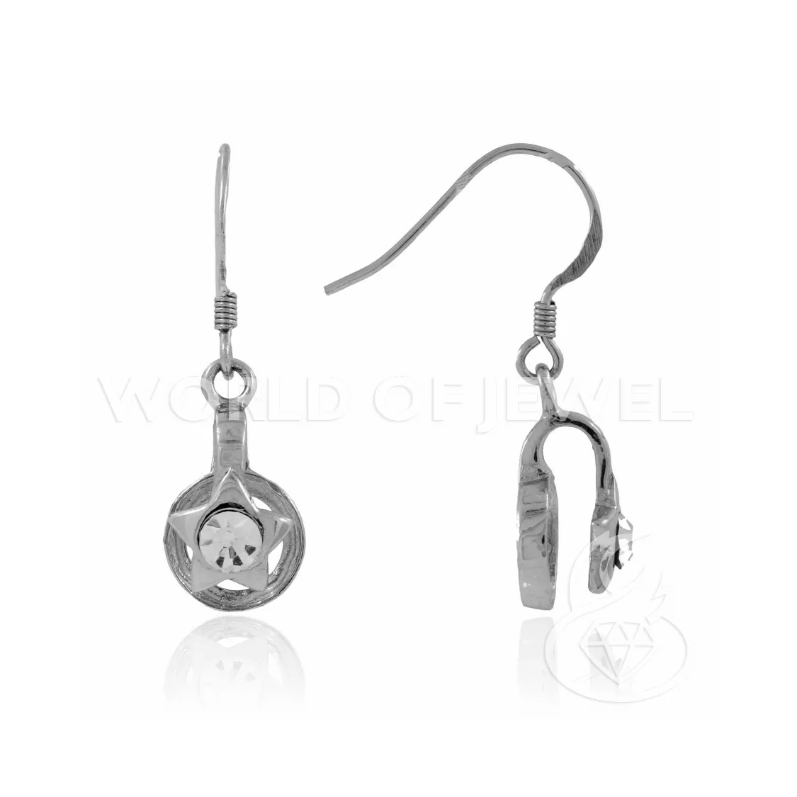 Base Per Orecchini Di Argento 925 Monachella Con Stella E Zircone 08x26mm 3 Paia Rodiato-BASI DI ARGENTO 925 | Worldofjewel.com