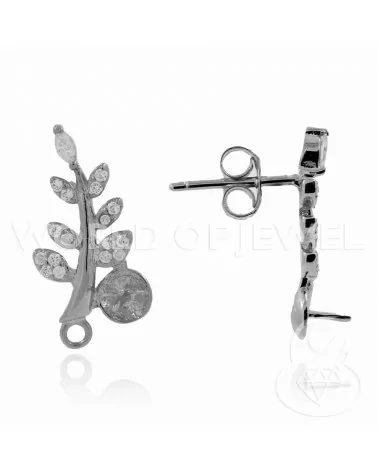 Base Per Orecchini Di Argento 925 Con Zirconi Perno Spiga 10x19mm 5 Paia Rodiato-BASI DI ARGENTO 925 | Worldofjewel.com