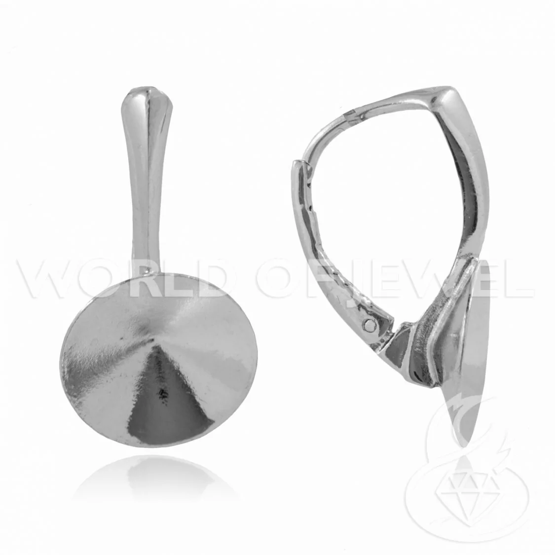 Base Per Orecchini Di Argento 925 Monachella Chiusa Con Coppetta Conica 12mm Rodiato 3 Paia-BASI DI ARGENTO 925 | Worldofjewel.com