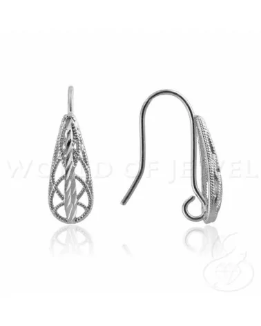 Base Per Orecchini Di Argento 925 Monachella Goccia Traforata 07x21mm 3 Paia Rodiato-BASI DI ARGENTO 925 | Worldofjewel.com