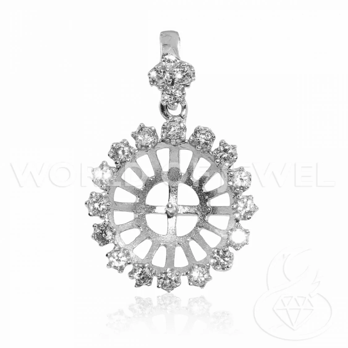 Base Per Pendente Di Argento 925 Con Zirconi 19mm 2pz Rodiato-BASI PER PENDENTI | Worldofjewel.com