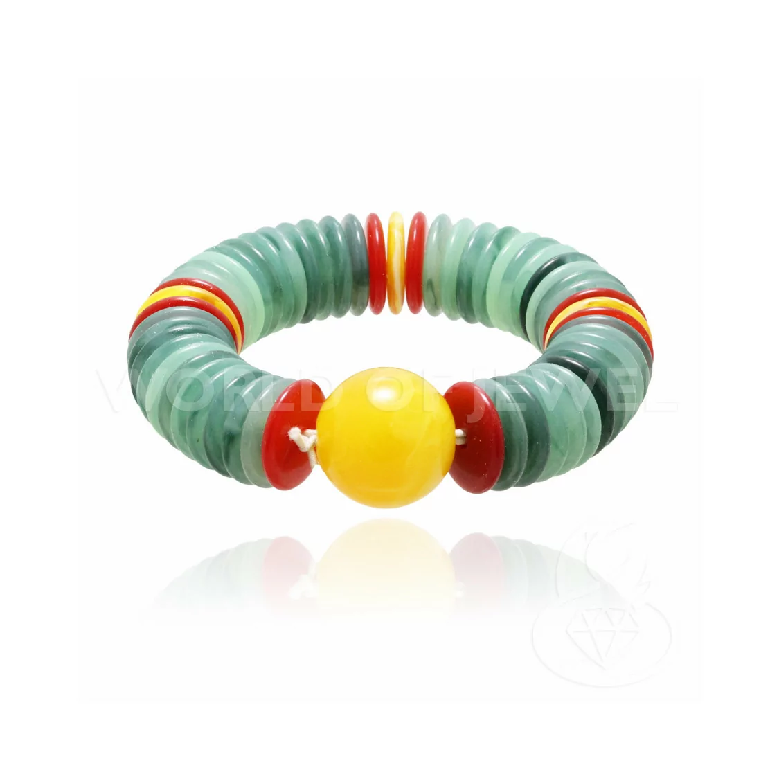 Bracciale Di Resina Imitazione Ambra Dischi 18mm Sfera Centrale 22mm Verde-BRACCIALI BIJOUX | Worldofjewel.com