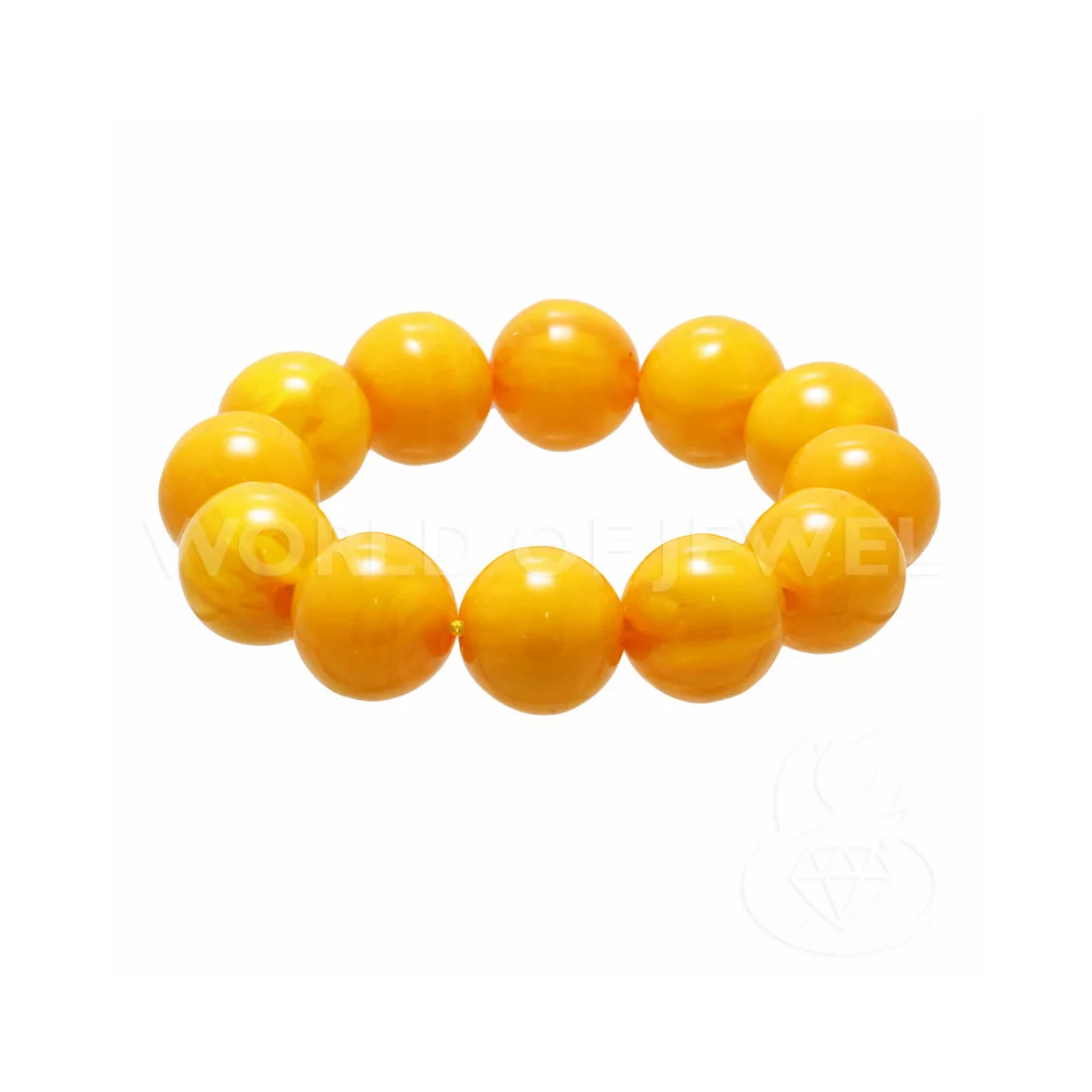 Bracciale Di Resina Imitazione Ambra Tondo 20mm Giallo Arancio-BRACCIALI BIJOUX | Worldofjewel.com