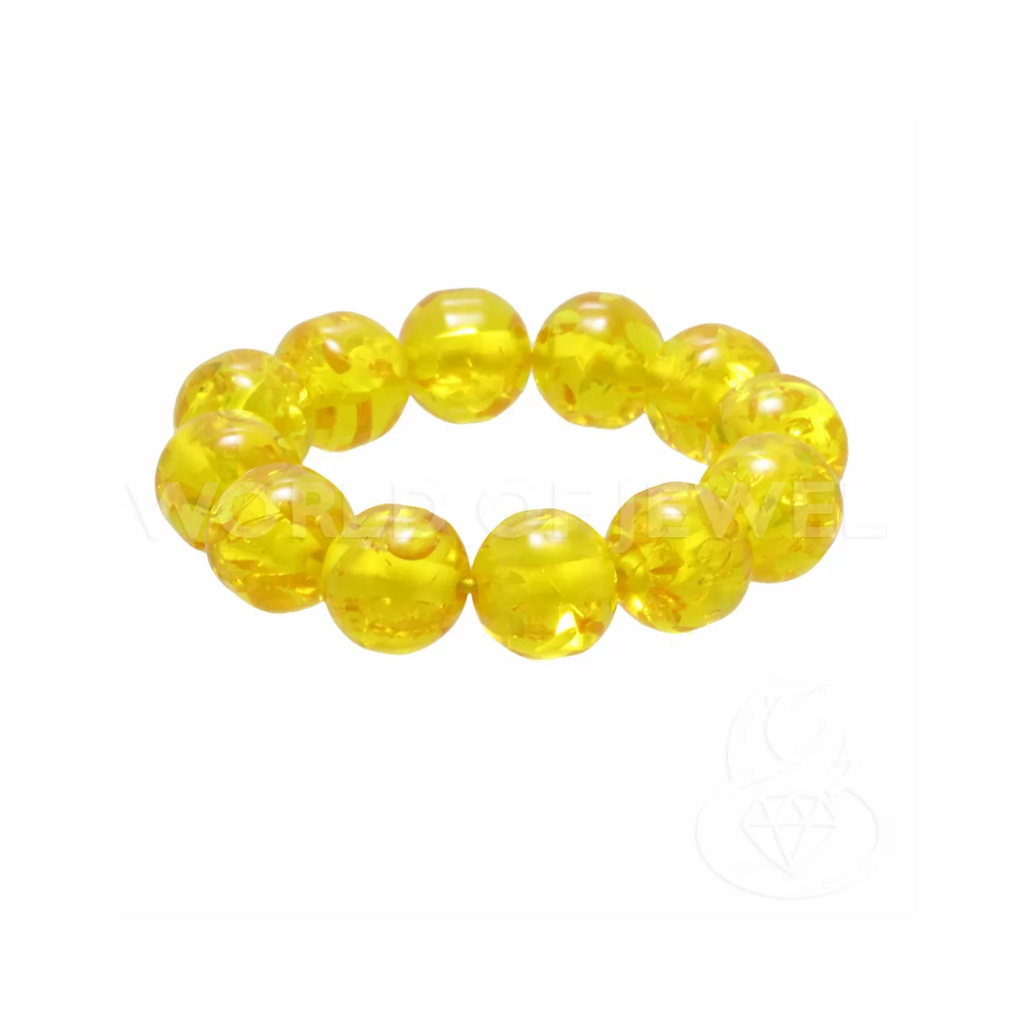 Bracciale Di Resina Imitazione Ambra Tondo 20mm Giallo trasparente-BRACCIALI BIJOUX | Worldofjewel.com