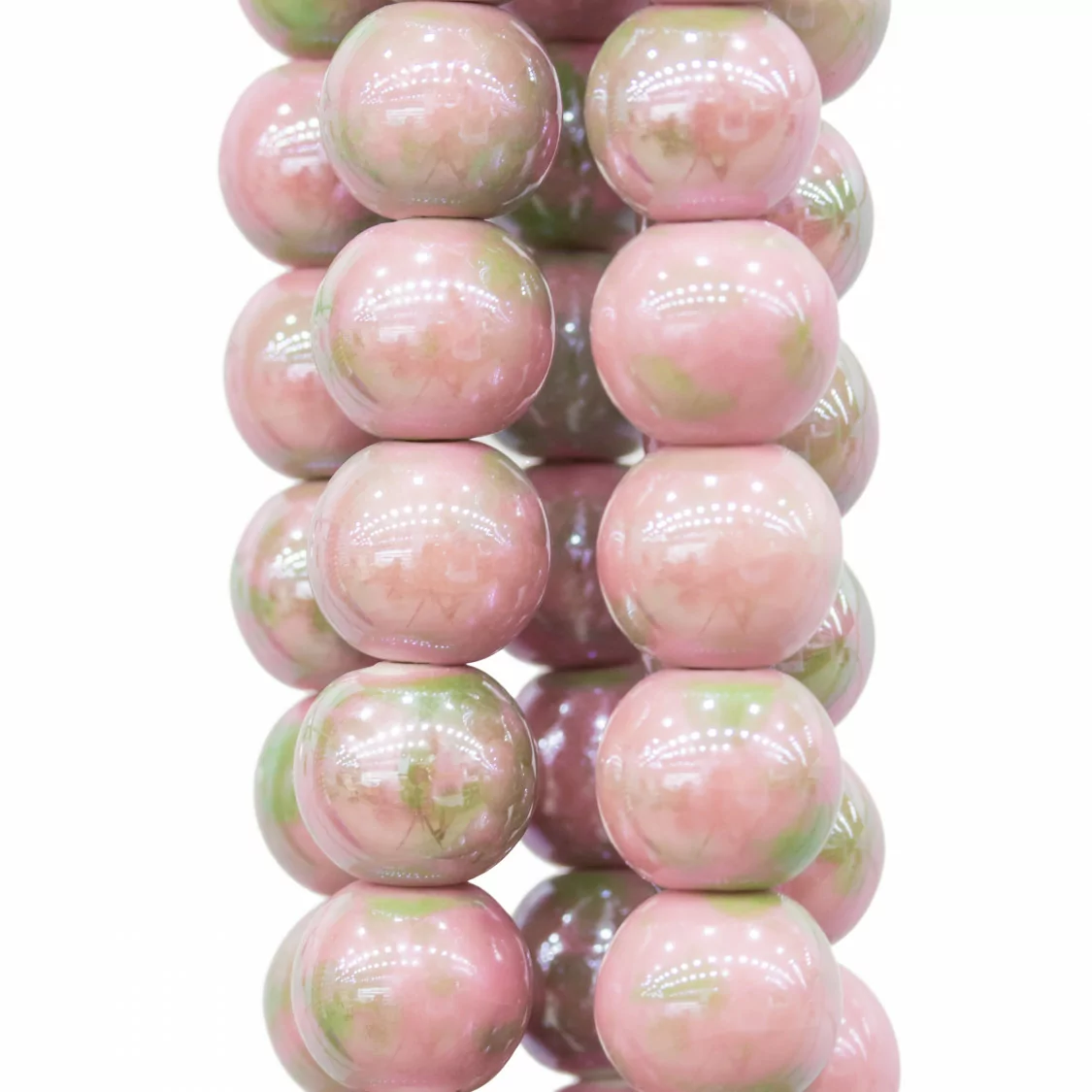 Ceramica Lucida Tondo Liscio 14mm Rosa Floreale-CERAMICA | Worldofjewel.com