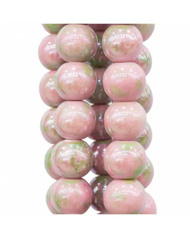 Ceramica Lucida Tondo Liscio 14mm Rosa Floreale-CERAMICA | Worldofjewel.com