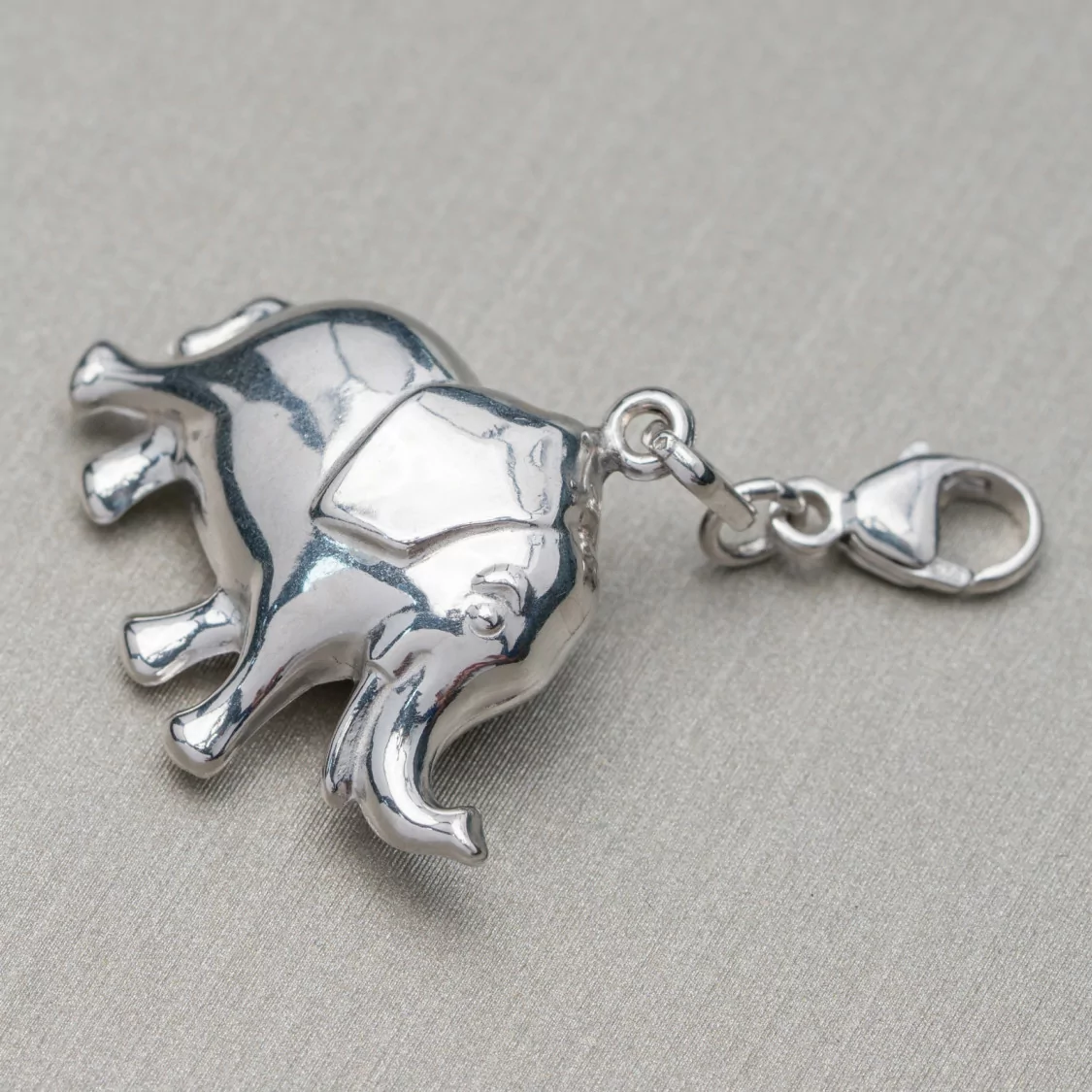 Ciondolo Pendente Charms Di Argento 925 Elefante 23,5x20mm Rodiato Con Moschettone 6pz-ARGENTO 925 DESIGN ITALY | Worldofjewel.com