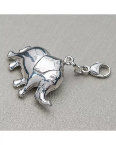 Ciondolo Pendente Charms Di Argento 925 Elefante 23,5x20mm Rodiato Con Moschettone 6pz-ARGENTO 925 DESIGN ITALY | Worldofjewel.com