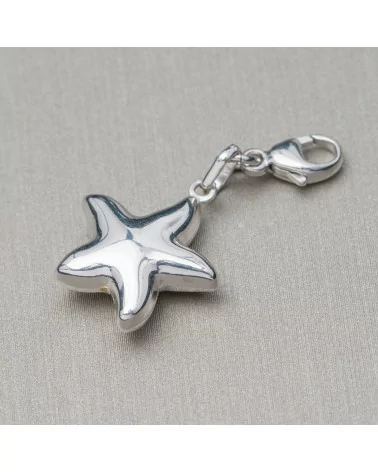 Ciondolo Pendente Charms Di Argento 925 Stella Marina E Moschettone 14x30mm 6pz-ARGENTO 925 DESIGN ITALY | Worldofjewel.com