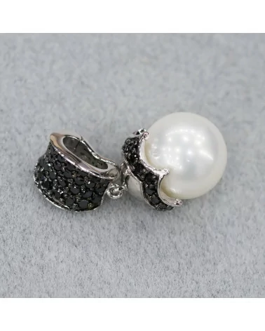 Ciondolo Pendente Di Argento 925 Con Perle Di Maiorca 12x28mm Bianco-ARGENTO 925 DESIGN ITALY | Worldofjewel.com