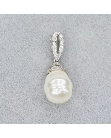 Ciondolo Pendente Di Argento 925 Con Perle Di Maiorca 14x38mm-ARGENTO 925 DESIGN ITALY | Worldofjewel.com