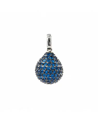 Ciondolo Pendente Di Argento 925 Con Zirconi Pave' Incastonati A Goccia 16x28mm-ARGENTO 925 DESIGN ITALY | Worldofjewel.com