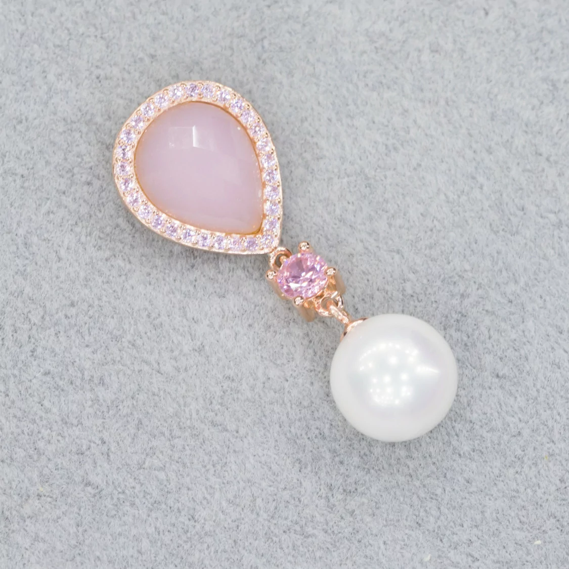 Ciondolo Pendente Di Argento 925 Rosa Con Perle Di Maiorca 16x43mm-ARGENTO 925 DESIGN ITALY | Worldofjewel.com