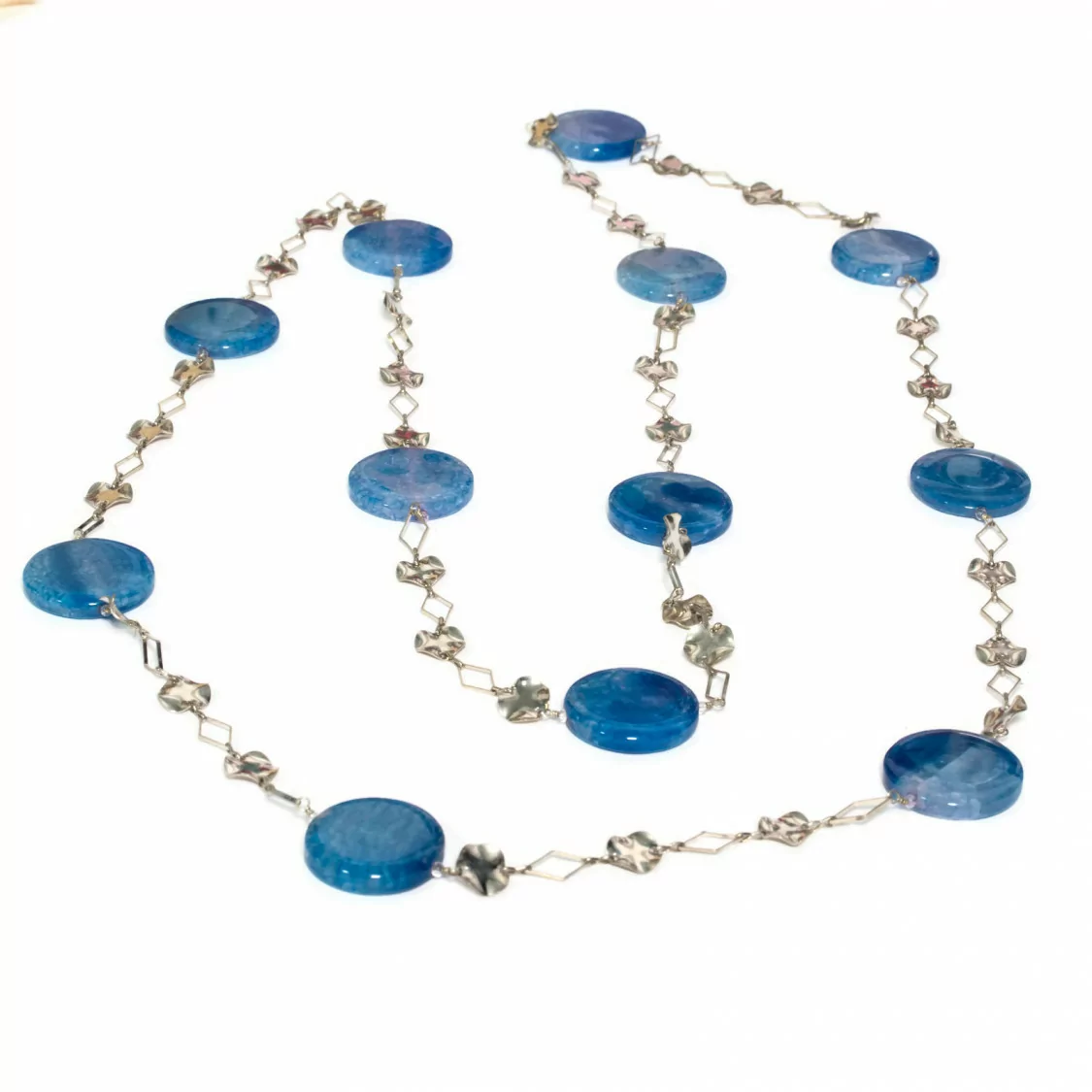 Collana Di Agata Crash Con Catena Di Ottone Fantasia Blu 160cm-OFFERTE COLLANE | Worldofjewel.com