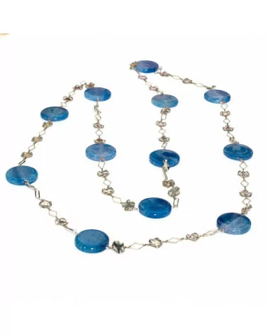 Collana Di Agata Crash Con Catena Di Ottone Fantasia Blu 160cm-OFFERTE COLLANE | Worldofjewel.com