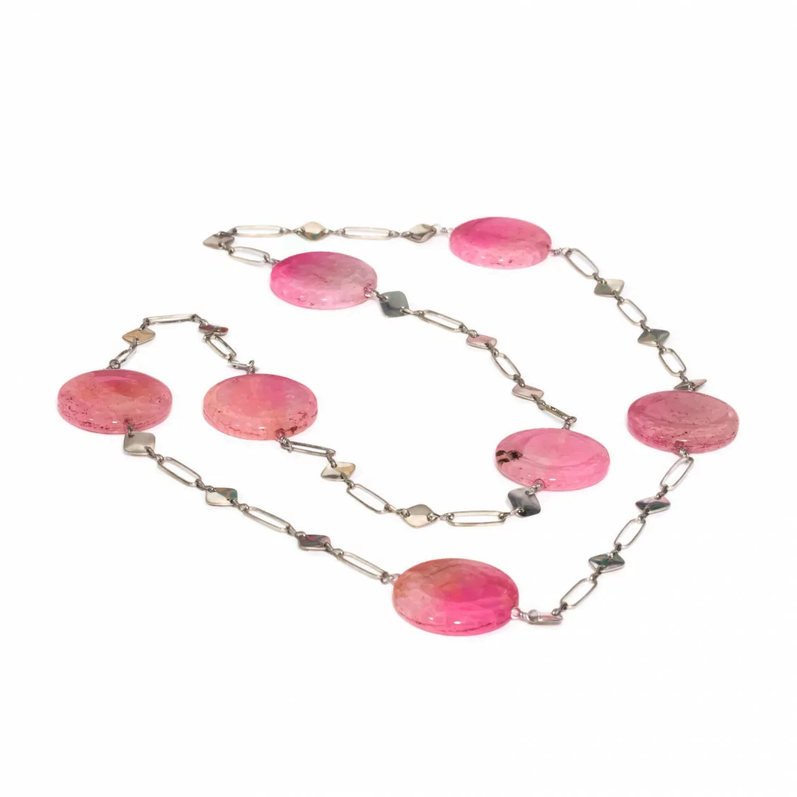 Collana Di Agata Crash Con Catena Di Ottone Fantasia Mod. Corto Fucsia 90cm-OFFERTE COLLANE | Worldofjewel.com