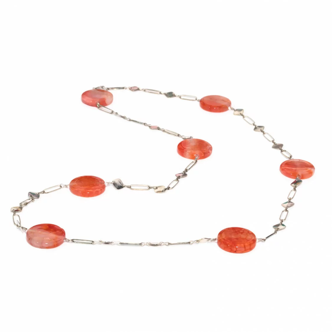 Collana Di Agata Crash Con Catena Di Ottone Fantasia Mod. Corto Rosso 90cm-OFFERTE COLLANE | Worldofjewel.com