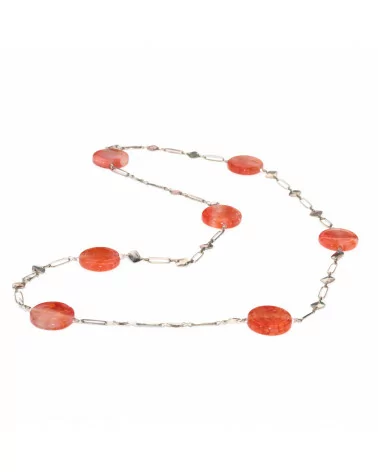 Collana Di Agata Crash Con Catena Di Ottone Fantasia Mod. Corto Rosso 90cm-OFFERTE COLLANE | Worldofjewel.com