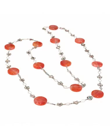 Collana Di Agata Crash Con Catena Di Ottone Fantasia Rosso 160cm-OFFERTE COLLANE | Worldofjewel.com