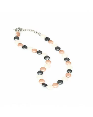 Collana Di Perle Di Maiorca Tondo Piatto 12mm Con Chiusura In Ottone 44-49cm Bianco Grigio Panna Rosa-COLLANE DI PIETRE DURE | Worldofjewel.com