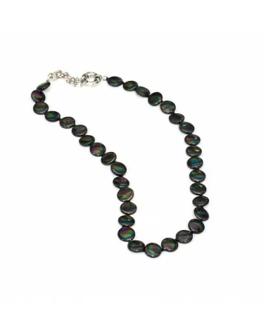 Collana Di Perle Di Maiorca Tondo Piatto 12mm Con Chiusura In Ottone 44-49cm Nero Thaiti-COLLANE DI PIETRE DURE | Worldofjewel.com