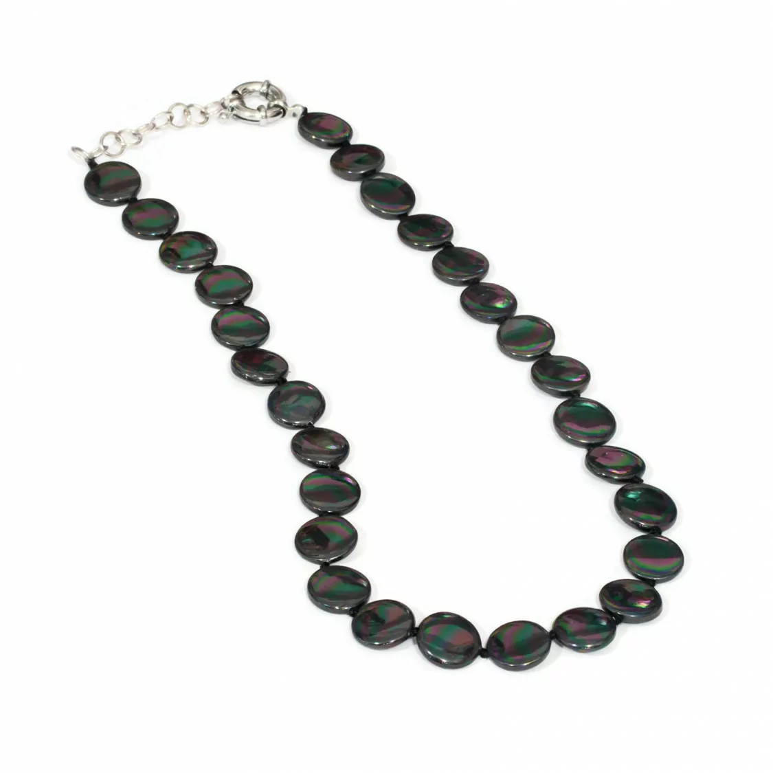 Collana Di Perle Di Maiorca Tondo Piatto 14mm Con Chiusura In Ottone 44-49cm Grigio-COLLANE DI PIETRE DURE | Worldofjewel.com