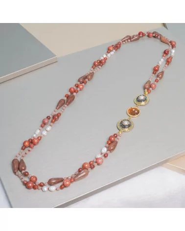 Collana Di Pietre Dure Con Componenti Di Marcasite E Bronzo 90cm MOD3-OFFERTE COLLANE | Worldofjewel.com