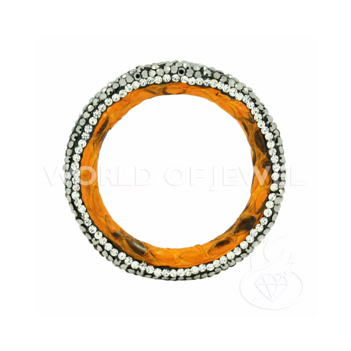 Componente Con Strass Marcasite E Pelle Tondo Forato 45mm 1pz Arancio-COMPONENTI DI SIMILPELLE | Worldofjewel.com