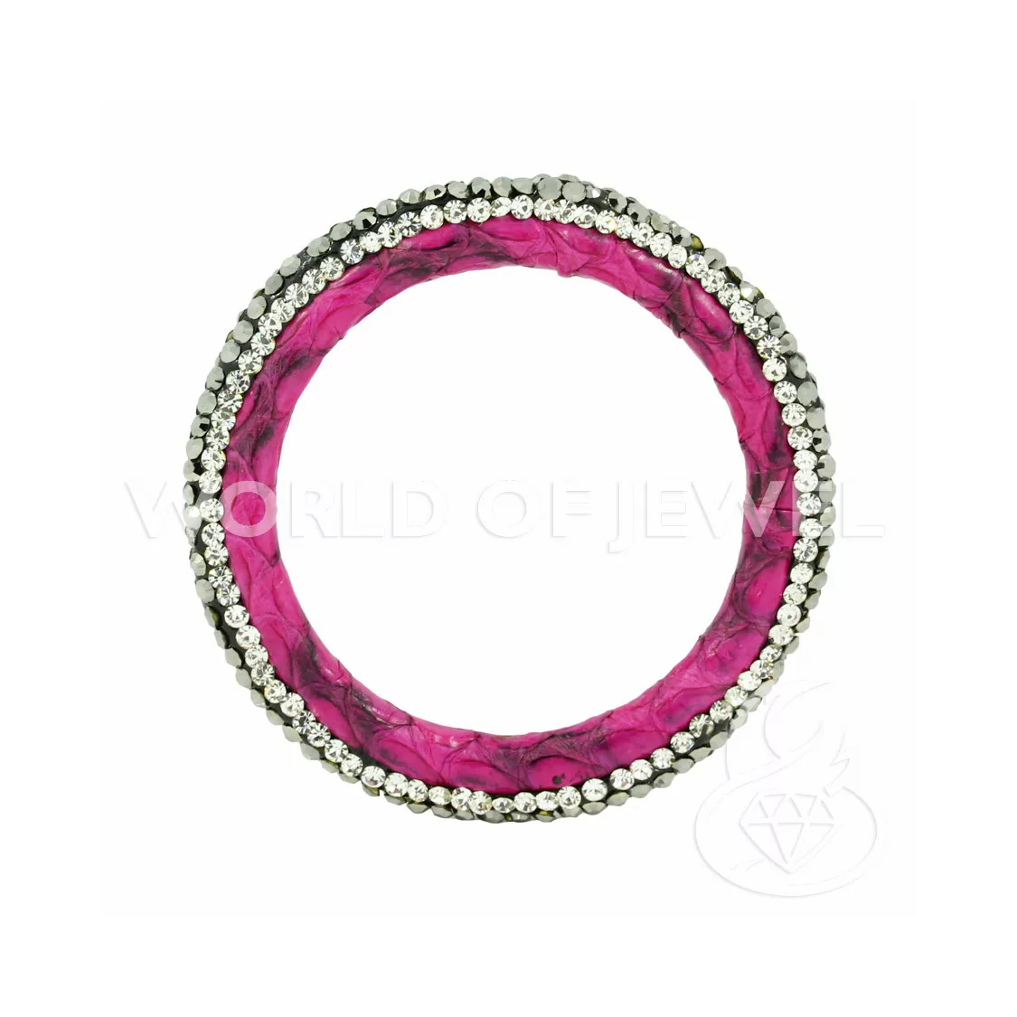 Componente Con Strass Marcasite E Pelle Tondo Forato 45mm 1pz Fucsia-COMPONENTI DI SIMILPELLE | Worldofjewel.com