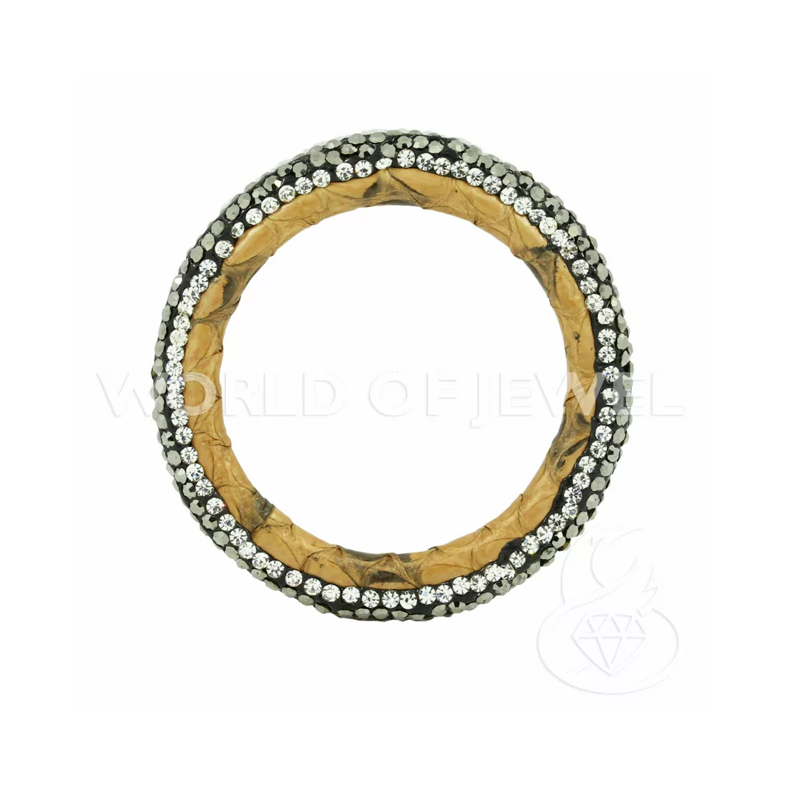 Componente Con Strass Marcasite E Pelle Tondo Forato 45mm 1pz Sabbia-COMPONENTI DI SIMILPELLE | Worldofjewel.com