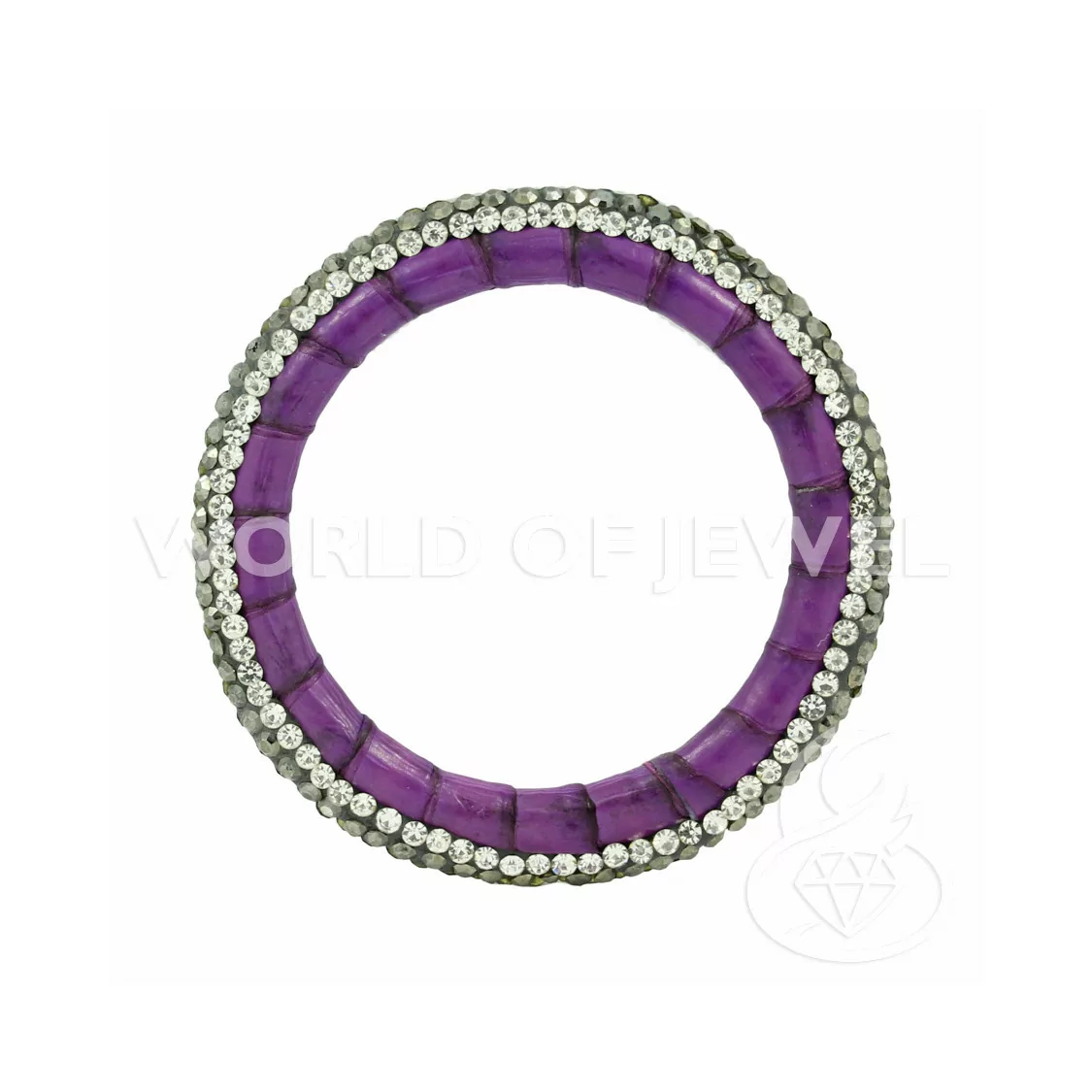 Componente Con Strass Marcasite E Pelle Tondo Forato 45mm 1pz Viola-COMPONENTI DI SIMILPELLE | Worldofjewel.com