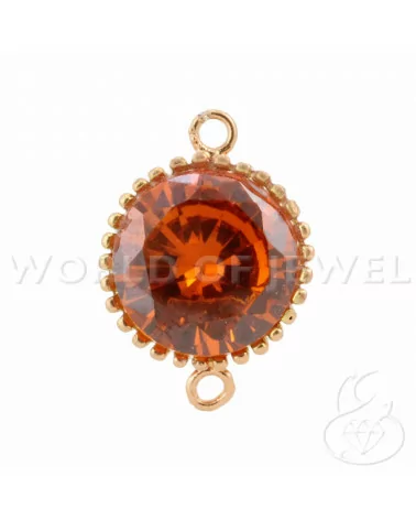 Componente Connettore Di Argento 925 Cabochon Cubic Zirconia Tondo 14mm 2pz Oro Rosa Arancio-CABOCHON BORDATI E INCASTONATI | Worldofjewel.com