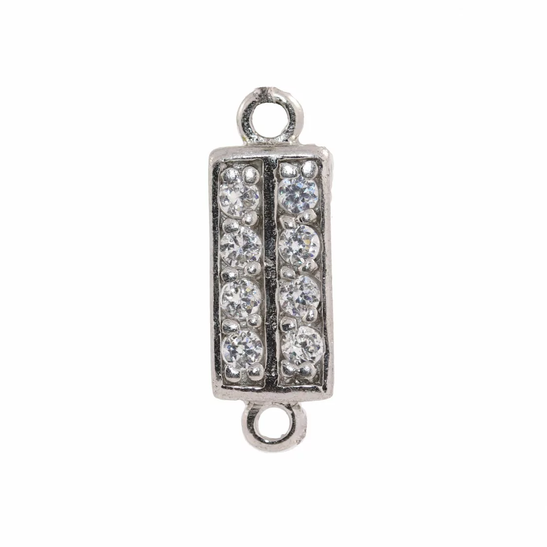 Componente Connettore Di Argento 925 Con Zirconi Rettangolo 6pz Rodiato-CONNETTORI PAVE' | Worldofjewel.com