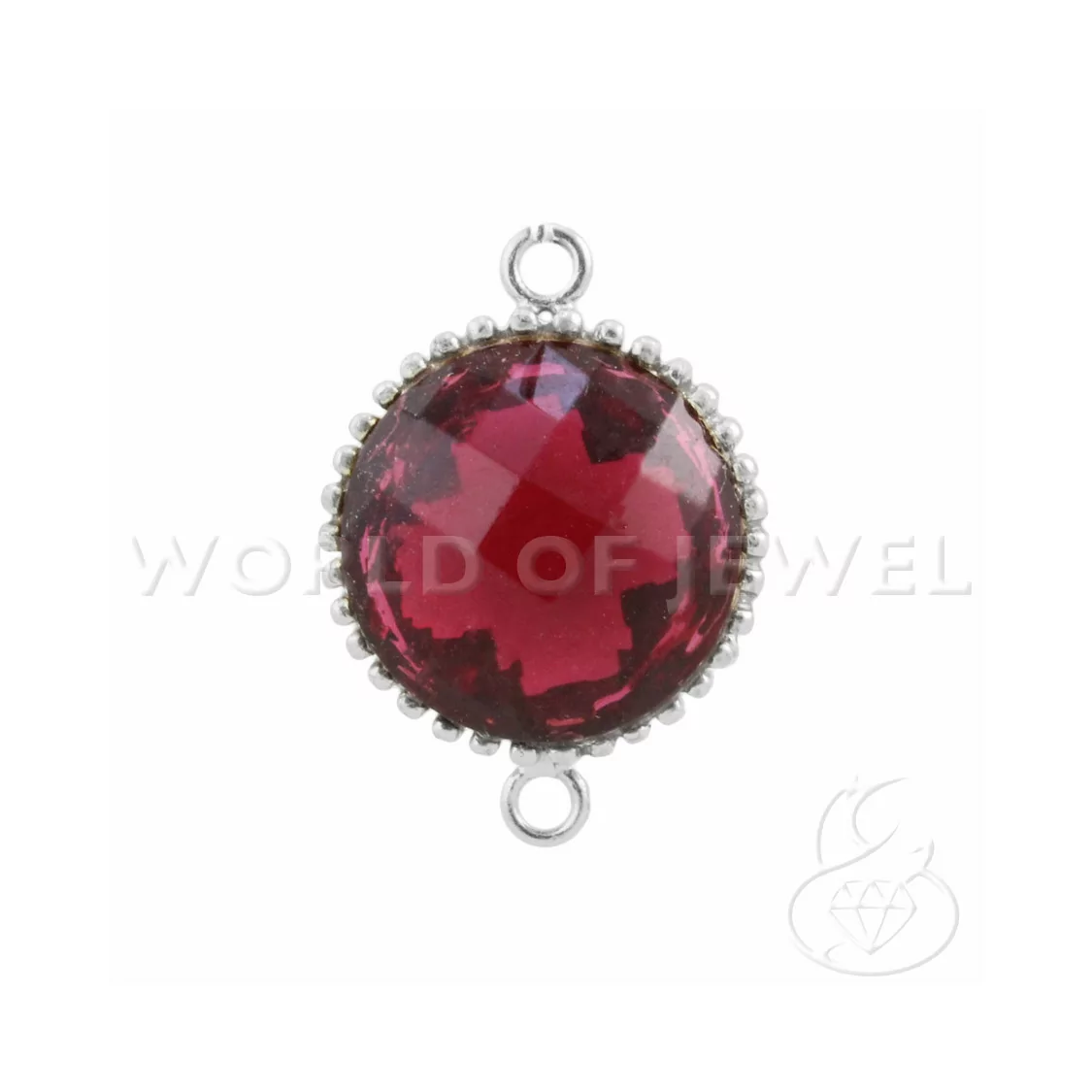 Componente Di Argento 925 Cabochon Idrotermale Tondo 16mm 2pz Rodiato Rosso-CABOCHON BORDATI E INCASTONATI | Worldofjewel.com