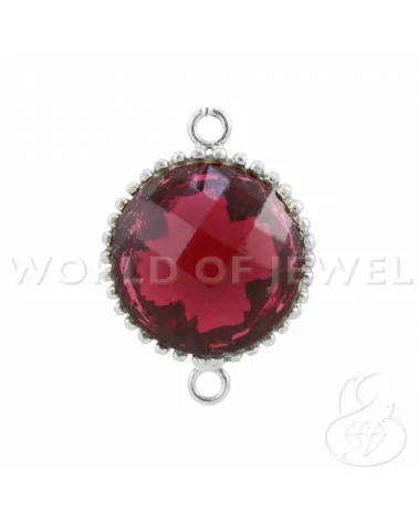 Componente Di Argento 925 Cabochon Idrotermale Tondo 16mm 2pz Rodiato Rosso-CABOCHON BORDATI E INCASTONATI | Worldofjewel.com