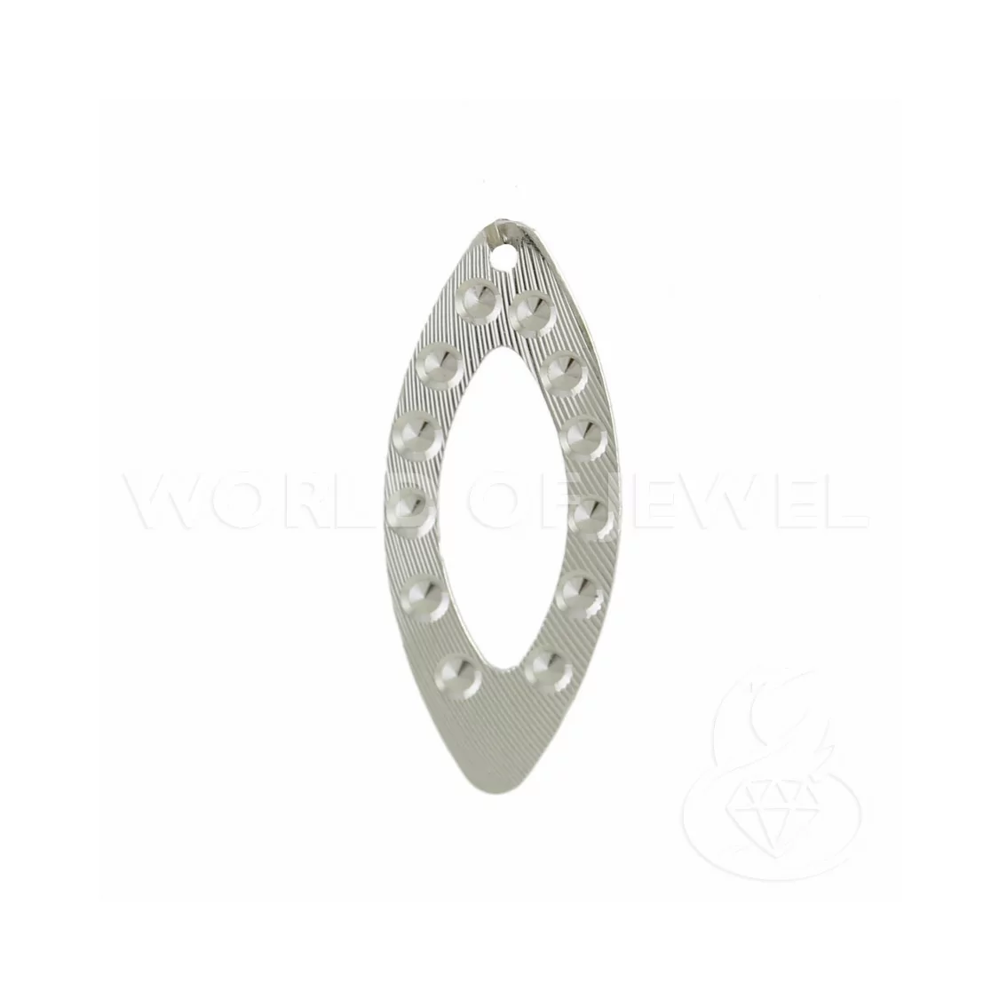 Componente Di Argento 925 Piastra Ovale Forato Battuto 10x23mm 10pz Rodiato-CONNETTORI LISCI | Worldofjewel.com