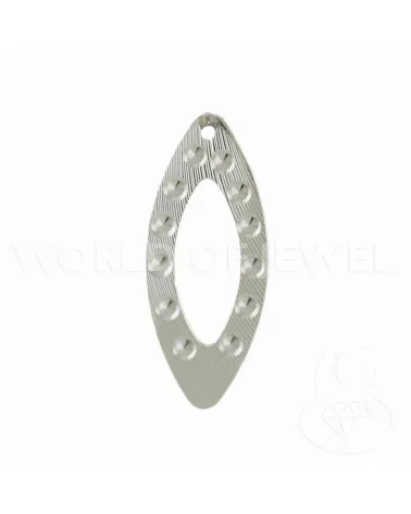 Componente Di Argento 925 Piastra Ovale Forato Battuto 10x23mm 10pz Rodiato-CONNETTORI LISCI | Worldofjewel.com