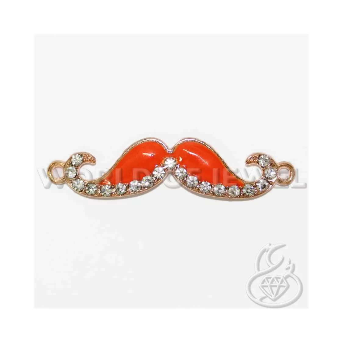 Componente Di Ottone Baffo Moustache 55x12mm 18pz Oro Rosa Arancio Fluo-CONNETTORI CON STRASS | Worldofjewel.com