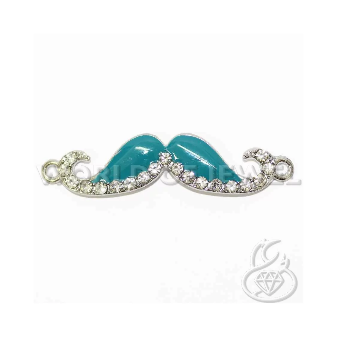 Componente Di Ottone Baffo Moustache 55x12mm 18pz Rodiato Blu Petrolio-CONNETTORI CON STRASS | Worldofjewel.com