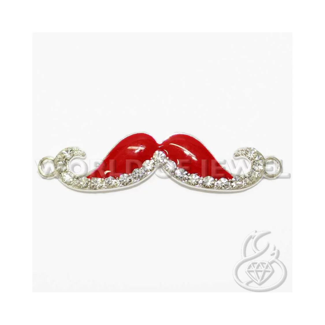 Componente Di Ottone Baffo Moustache 55x12mm 18pz Rodiato Rosso-CONNETTORI CON STRASS | Worldofjewel.com