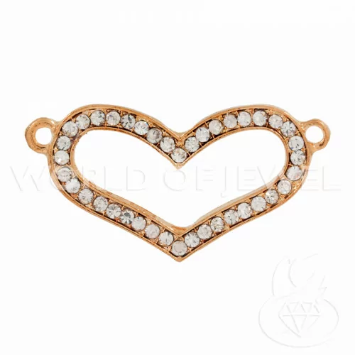 Composant Laiton Avec Strass Coeur Intercalaire 37x19mm 25pcs Cuivre