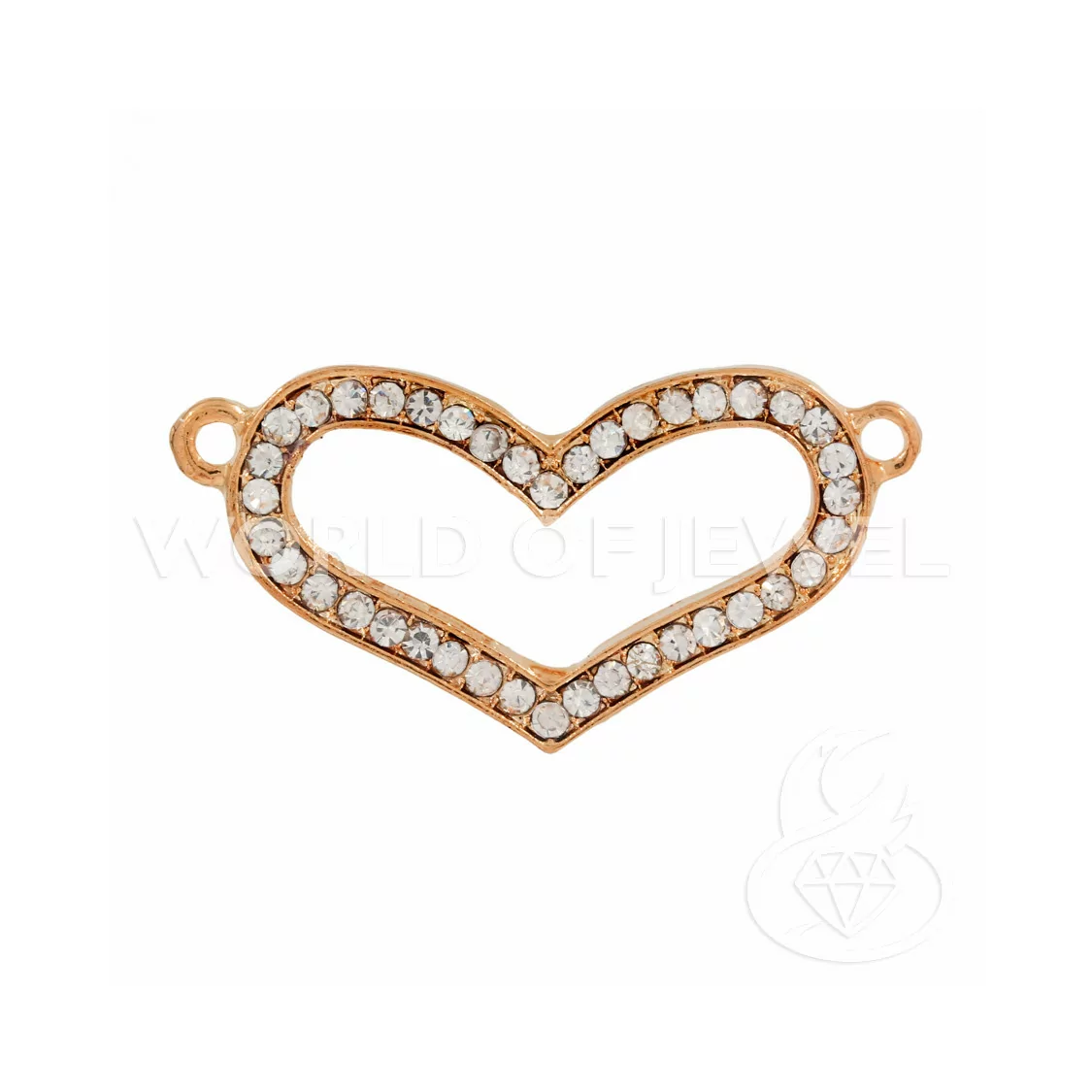 Componente Di Ottone Con Strass Distanziatore Cuore 37x19mm 25pz Oro Rosa-CONNETTORI CON STRASS | Worldofjewel.com