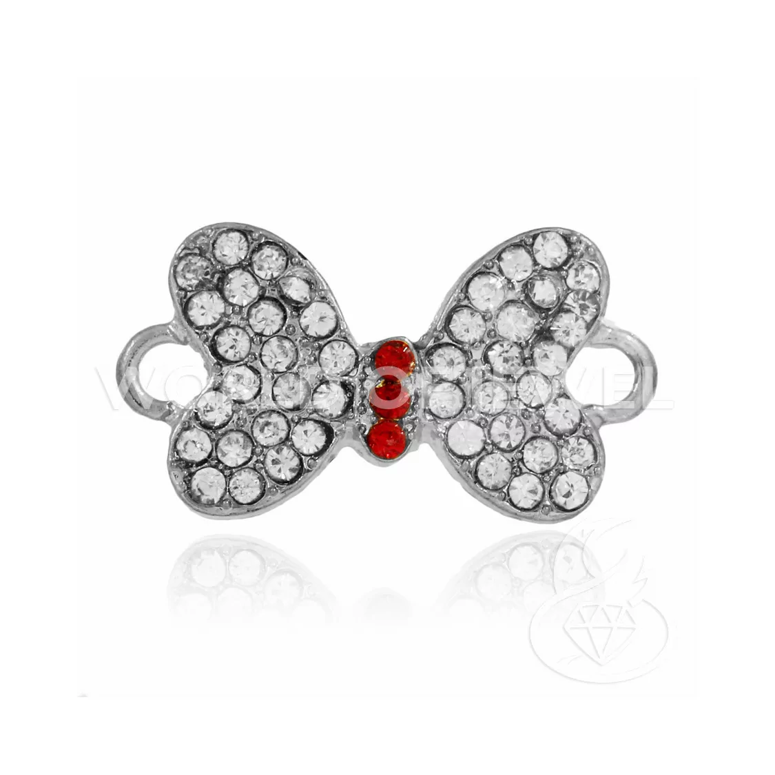 Componente Di Ottone Con Strass Distanziatore Fiocco 25x15mm 25pz Rodiato-CONNETTORI CON STRASS | Worldofjewel.com