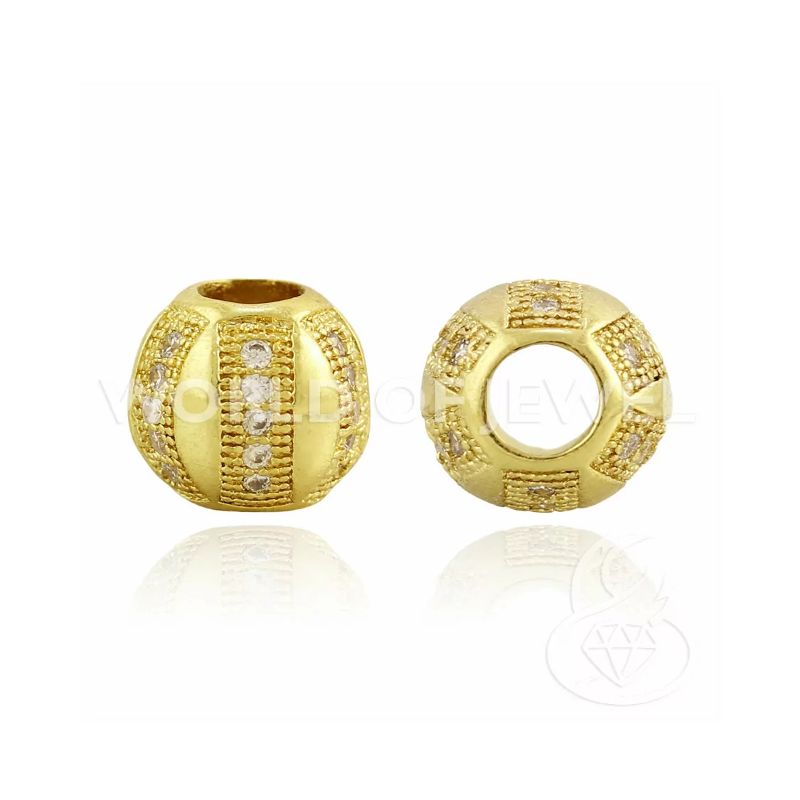 Componente Di Ottone Con Zirconi Pallina 10mm Foro 4mm 7pz Dorato-PALLINE ZIRCONATE | Worldofjewel.com