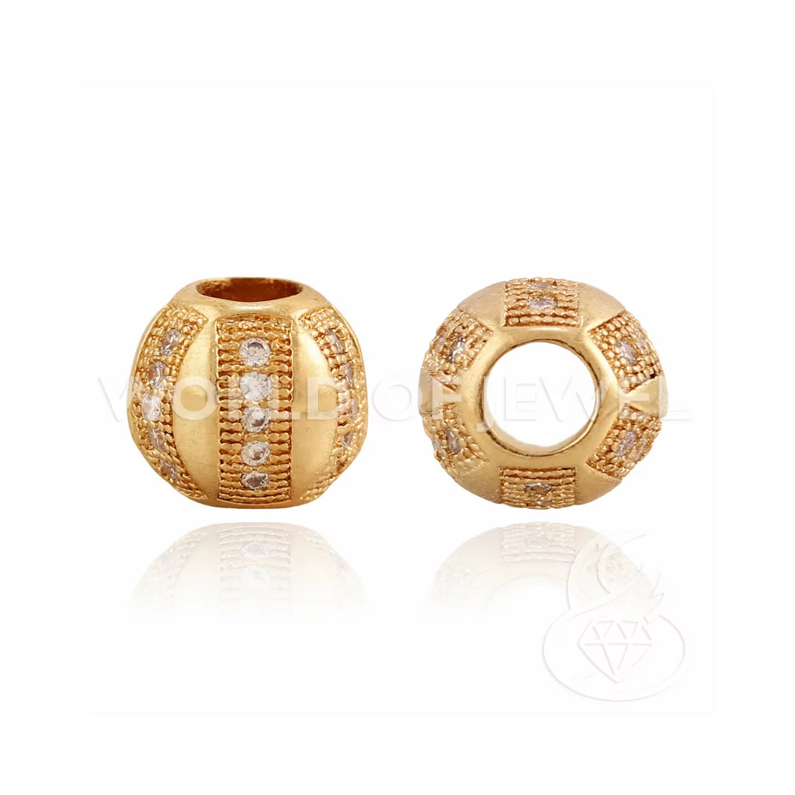 Componente Di Ottone Con Zirconi Pallina 10mm Foro 4mm 7pz Oro Rosa-PALLINE ZIRCONATE | Worldofjewel.com