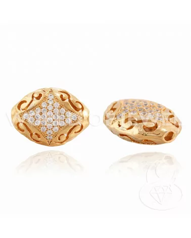 Componente Di Ottone Con Zirconi Riso Piatto 13x17mm 5pz Oro Rosa-CONNETTORI PAVE' | Worldofjewel.com