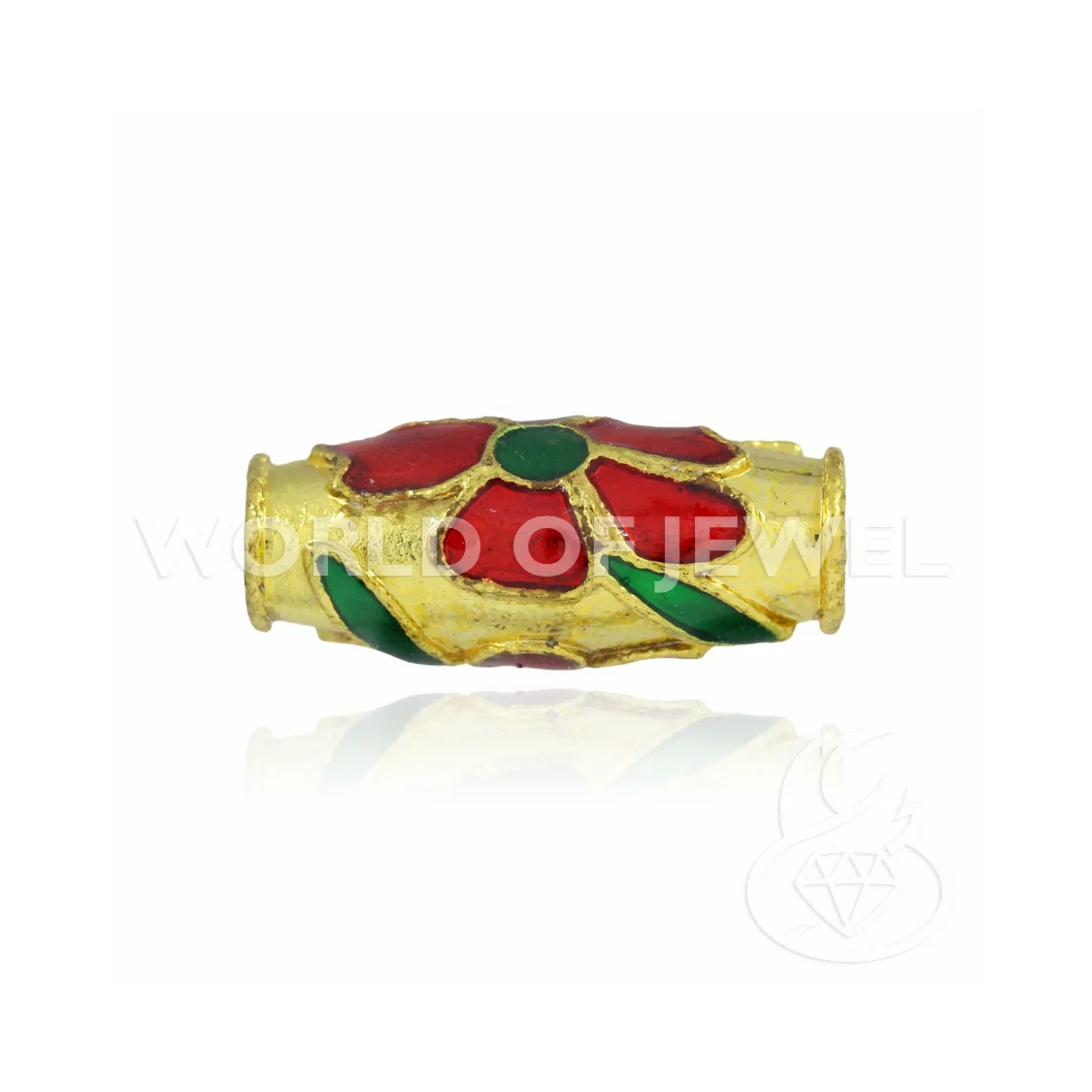 Componente Di Ottone Smaltato Cloisonne' Riso 10x22mm 25pz Dorato-CONNETTORI LISCI | Worldofjewel.com