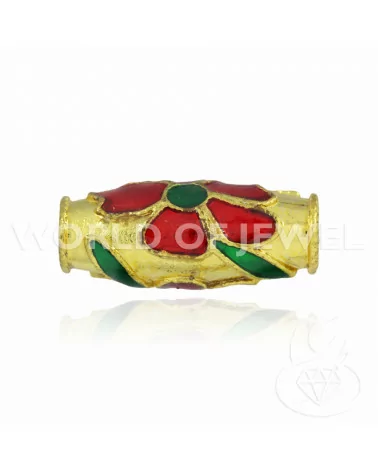 Componente Di Ottone Smaltato Cloisonne' Riso 10x22mm 25pz Dorato-CONNETTORI LISCI | Worldofjewel.com