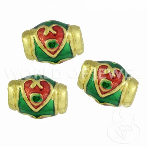 Componente Di Ottone Smaltato Cloisonne' Riso 12x08mm 40pz-CONNETTORI LISCI | Worldofjewel.com